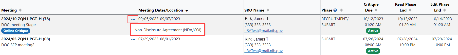 Non-disclosure link for DOC's NDA
